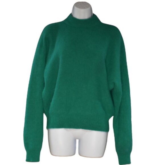 VTG Rafaella Sweater Rabbit Hair Wool Blend Size Medium Kelly Green Cozy Chic - Picture 1 of 7